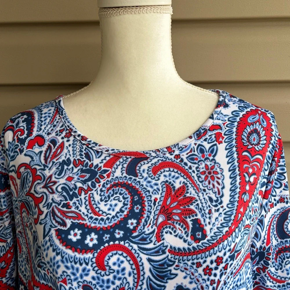 •Ruby Rd.• Paisley Short Sleeve Knit Top – Size Medium - Picture 3 of 8